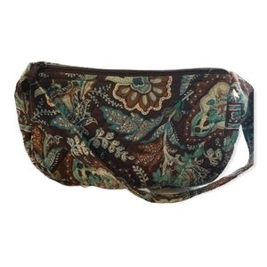 Vera Bradly cosmetics bag, in Java Blue teal and brown pattern.